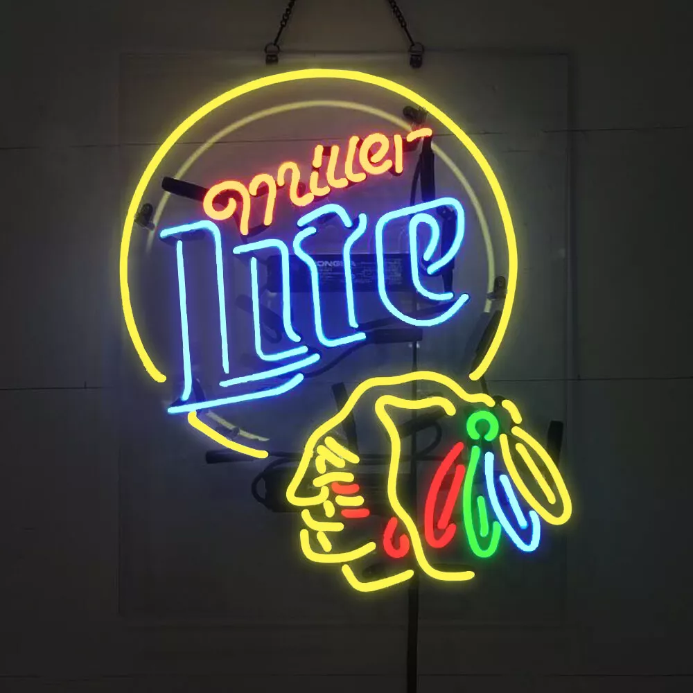 Miller Lite Neon Beer Sign Home Bar Store Pub Decor Vintage Neon Bar Signs 19x15