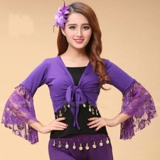 Belly Dance Shirt Top Shirt Tribal Lace Butterfly Sleeve Wrap Top