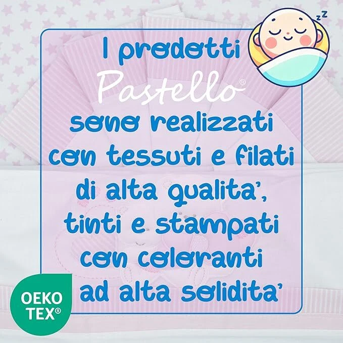PASTELLO - COMPLETO LENZUOLA CARROZZINA NEONATO RICAMATO COTONE ORSETTO ROSA - Immagine 4 di 4