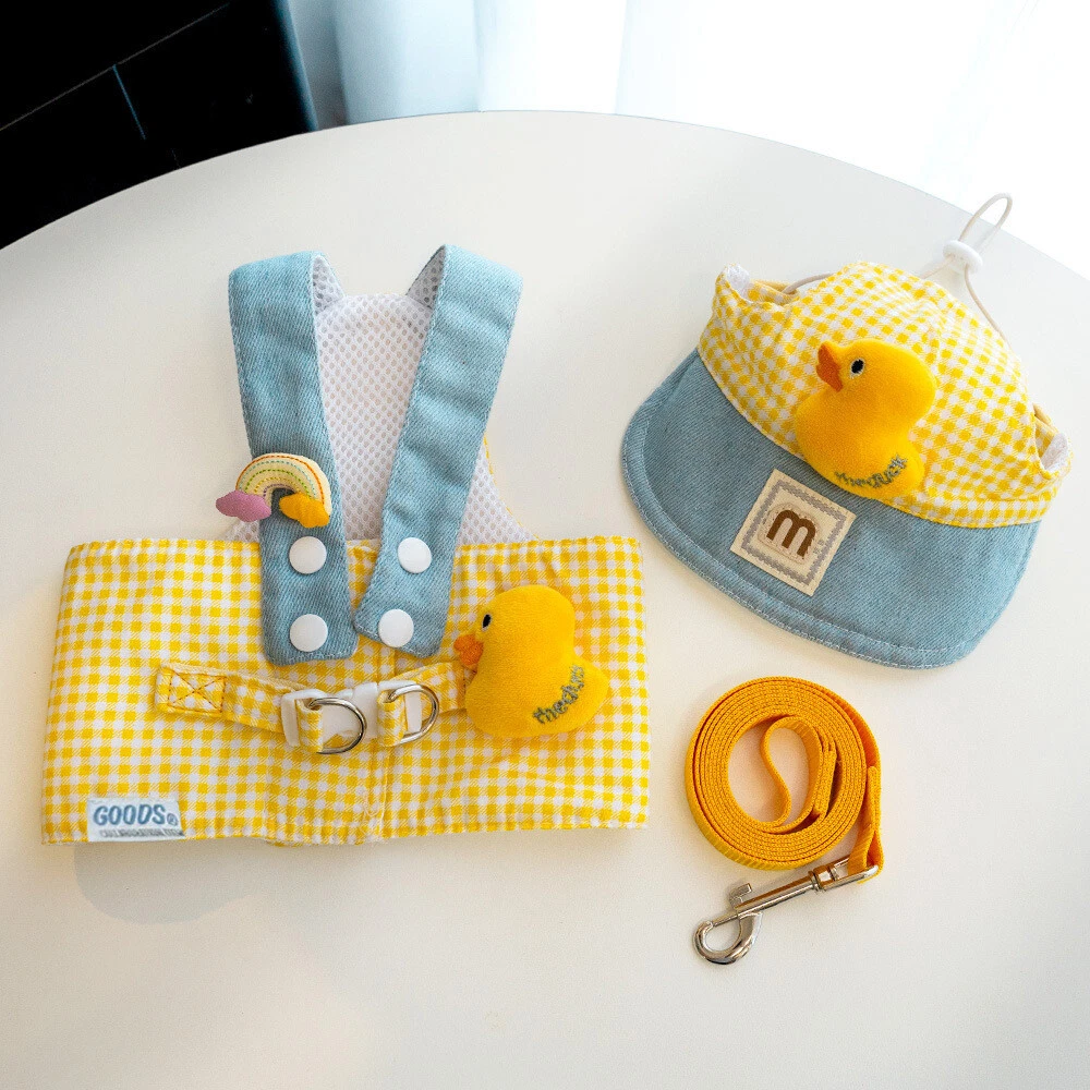 Dog Harness With Hat Cat Vest Leash Set Female Pet Clothes Puppy Collar Lead