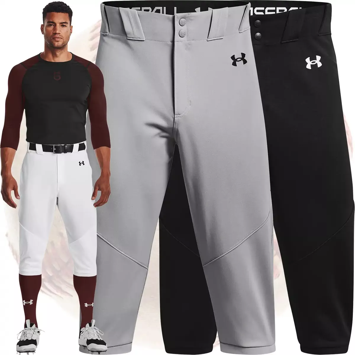 Under Armour Utility Knicker Mens Baseball Pants - White, Gray, Black -  1375654