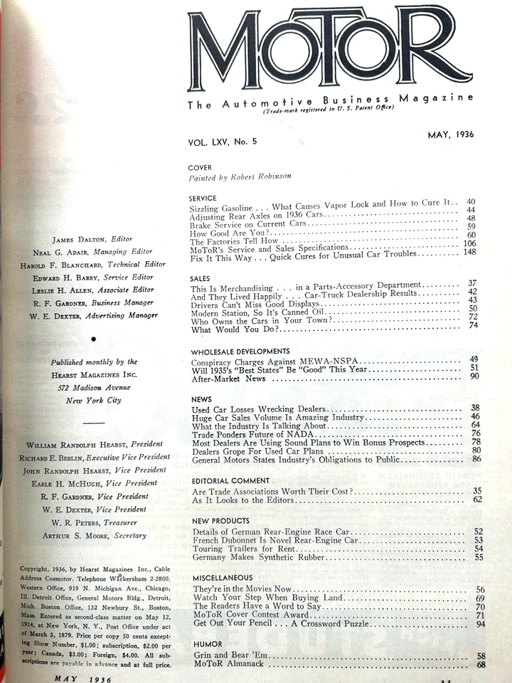 MOTOR MAGAZINE, Golf cover, May, 1936. Excellent Condition, NO mailing label - Image 3 of 3