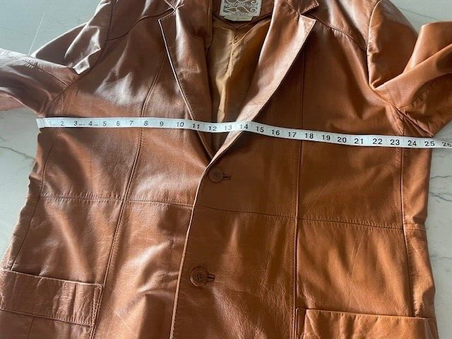 Men SHEPLERS PARDNERS Vtg Western 2 Button Leather Jacket-Cinnamon