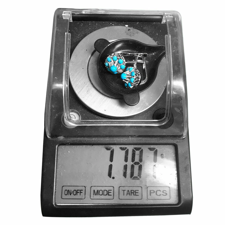 Pendientes Malinka Turquesa Genuina Oro Rosa y Blanco 14k #E1481 Foto 2 de 4