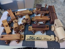 11 Piece Handmade Wooden Interchangeable Peg Train  Truck Set Bonus: Whistle 