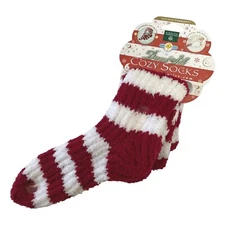 Earth Therapeutics Dream Silk Socks Shea Butter Infused Plush Red White