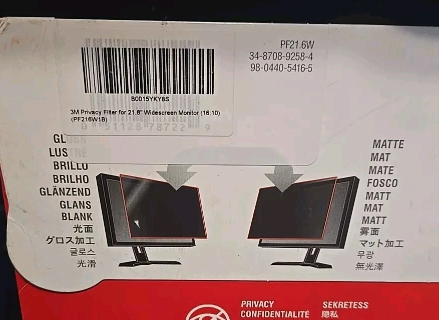 3M Black Privacy Filter PF21.6W 21.6" Screens Laptop Monitor 16:10 New PF216W1B - Image 3 of 3