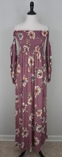 ALTAR'D STATE Long Purple White Floral Stretch Maxi Dress Size Small