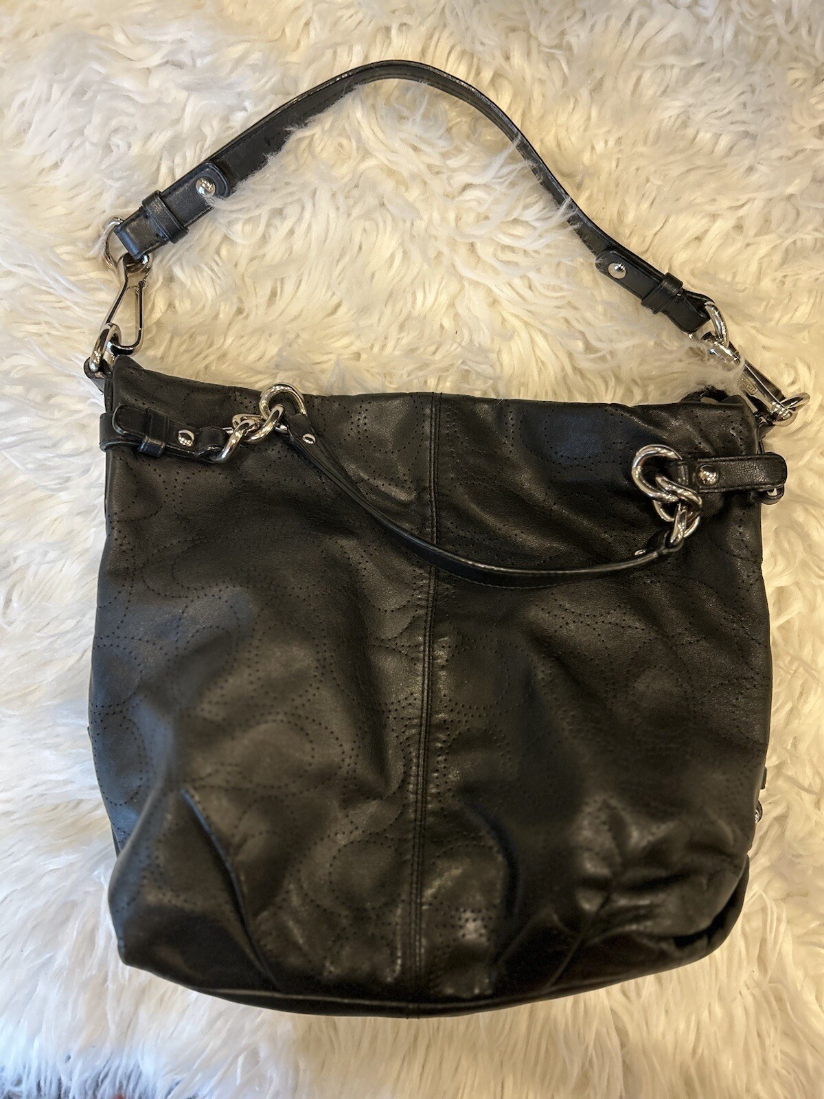 Coach Brooke Black Leather Hobo Purse Gem