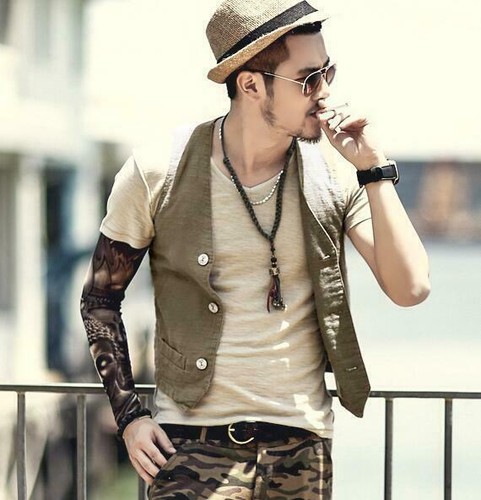Men Linen Vest V-neck Single Breasted 