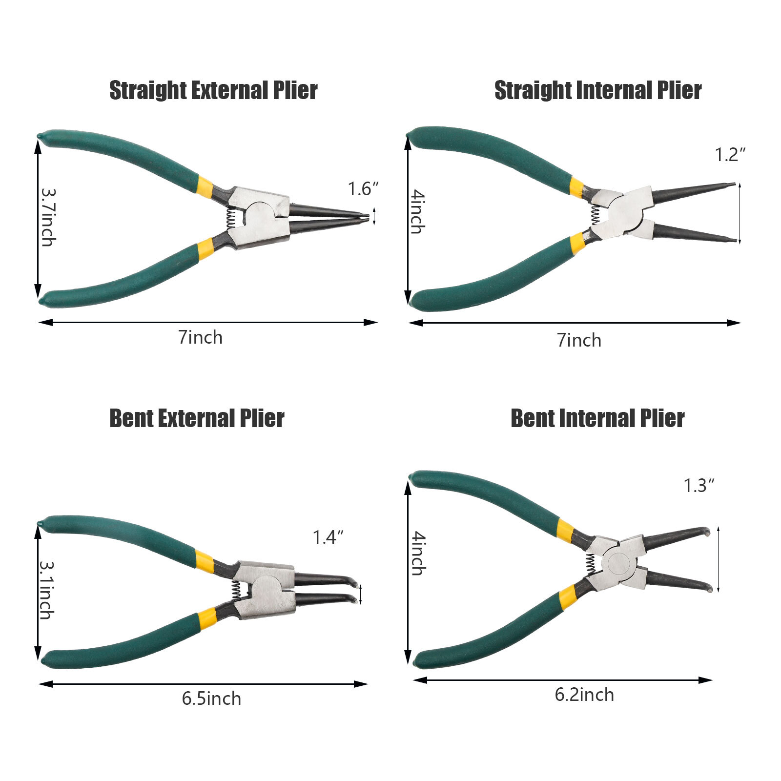 4PCS 7-inch Internal/External Snap Ring Pliers Set Heavy Duty Circlip Pliers Kit