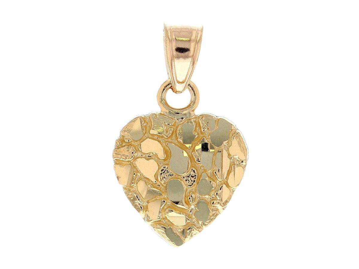 10k or 14k Yellow Gold Cute Small Heart Gold Nugget Pendant