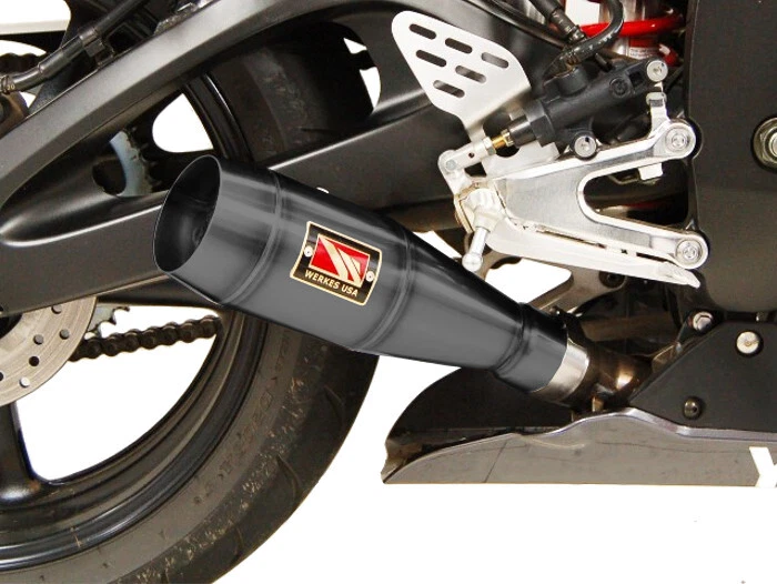 Escape de terciopelo negro GP Slip On Competition Werkes WY605-BV Yamaha R6 y R6S Foto 2 de 2