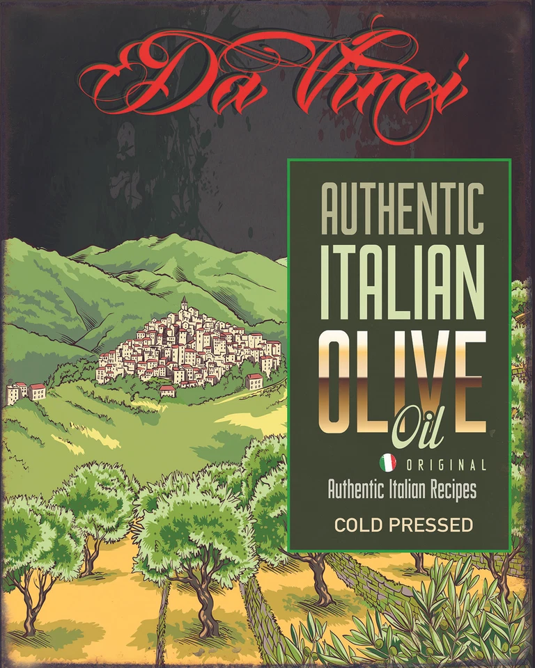 Letreros de cocina vintage de aceite de oliva (arte original) lista múltiple Foto 3 de 3