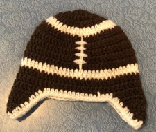 So Dorable BABY INFANT Crochet Football Hat Knit Cap 0-6mo Sports Ear Cover Flap