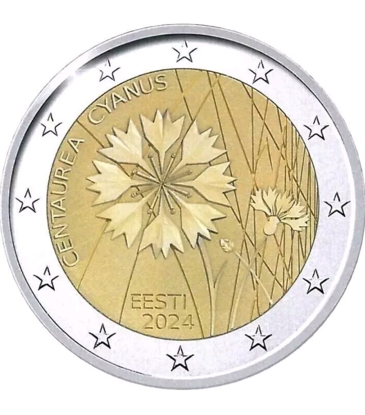 ESTONIE COMMÉMORATIVE 2024 "LE BLEUET FLEUR NATIONALE" 2 EURO NEUVE UNC !!