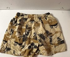 Tommy Bahama Swim Trunks Mens Extra Large XL Beige Floral Logo Print Surf Shorts