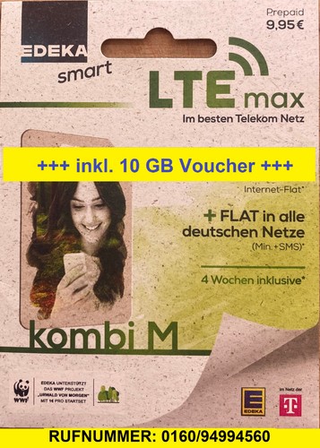 EDEKA SMART kombi M 9 GB +++ plus 10 GB-VOUCHER zusätzlich +++ D1 Prepaid