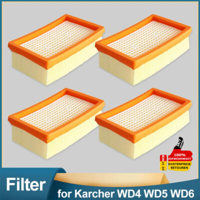 4Pack Filter für Kärcher Staubsauger WD MV 4 5 6 P Premium Flachfaltenfilter DHL
