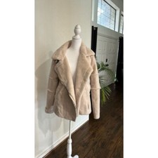 J.o.a. Los Angeles Women's Pink/beige Faux Fur Hip-length Winter Overcoat, S