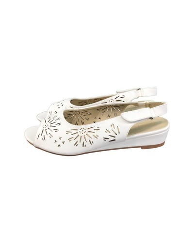 Beacon Comfort-Well Shoes 10 M Peep Toe Slingback Cut Out Sandal White Dress New - Picture 4 of 9