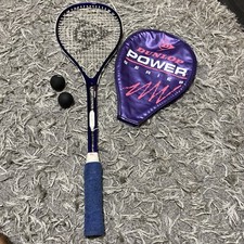 Dunlop Power Smash Vibrotech Purple Squash Racket With Cover & Two Balls VGC