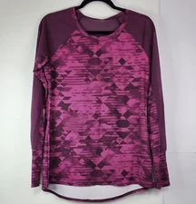Reebok Size L Womens Burgundy Long Sleeve Round Neck Athletic Baselayer