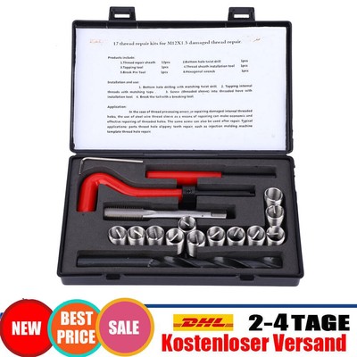 17 Pcs Thread Inserts M12x1.5 Female Thread Repairing Accessory Assortment Kit