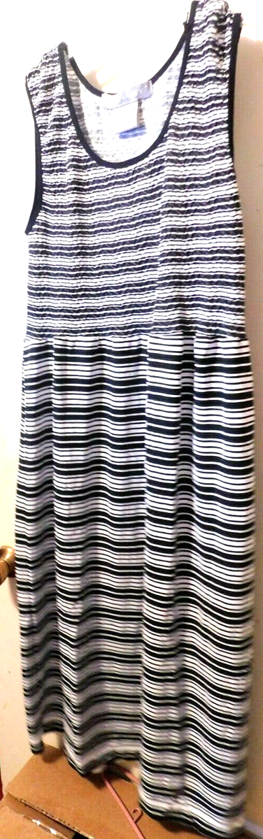 Lark + Grey~Juniors Black & White Striped Long Maxi Dress Size:1XL-2XL