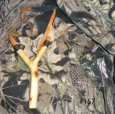 Hand-carved wooden slingshot catapult. Smooth Sumac, Signed, with 3M glasses!