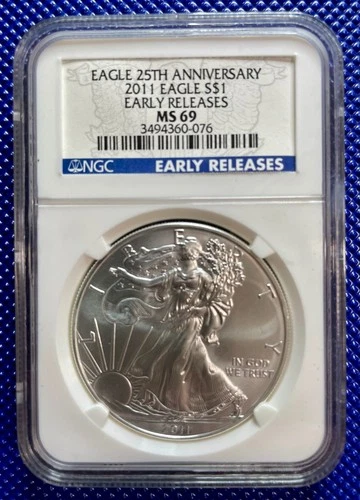 2011 ~ Silver Eagle S$1 ~ NGC MS69 ~ EARLY RELEASES ~ #3494360-076