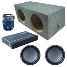 Sealed Rear Angle Dual Enclosure w/ MB1224 12" Sub, 1000W Amplifier & Amp Kit