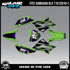 Graphics Kit for Kawasaki KLX110 KLX110R/RL (2010-2024) Warrior-Green Purple