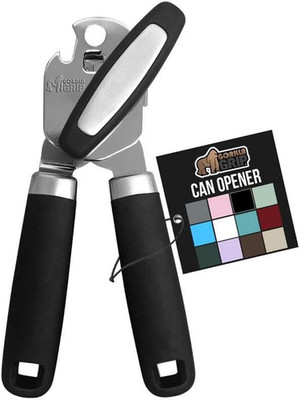 GORILLA GRIP Heavy Duty Stainless Steel Smooth Edge Manual Can Opener, Soft Comf