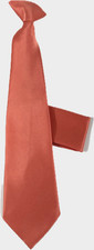 St. Parick Boy's Clip-on Tie Hanky Set Solid Coral 100 Microfiber 12.5" Long