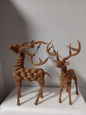 Danish Sculpture Jute Rope  Stags Deer  By Jorgen Bloch And Kay Bojesen