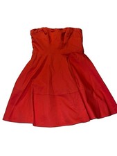 Express Fit & Flare Red Strapless Short Dress Zip Solid Woven Size 6 ST41