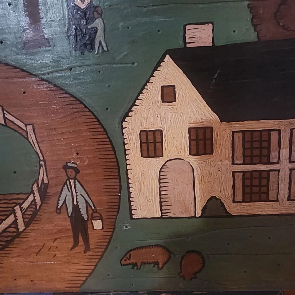 Черная американская народная картина на борту неподписанная - Изображение 3 из 4