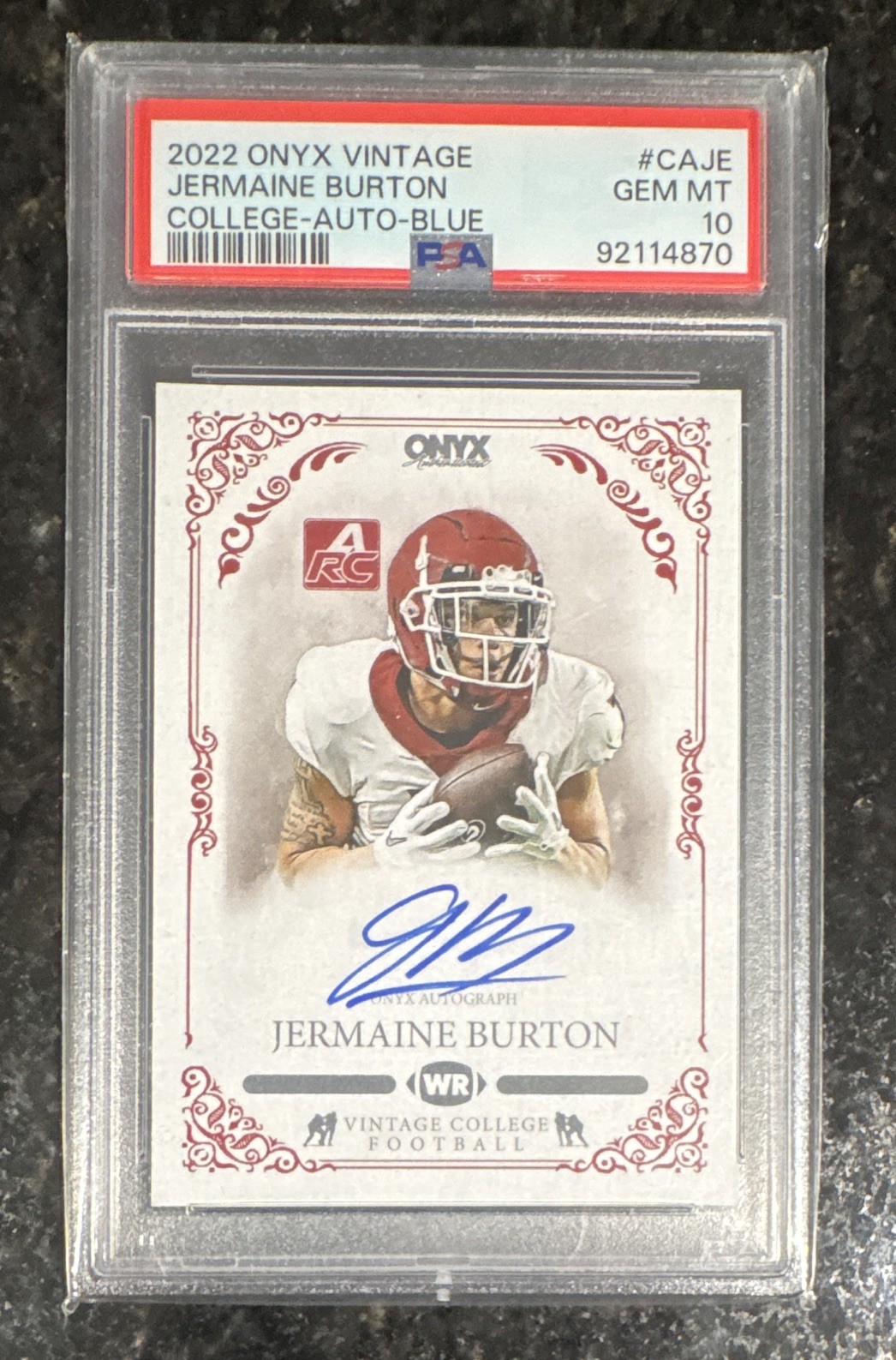 Onyx 2022 Vintage Jermaine Burton Alabama Blue /300 Auto RC PSA 10 #CAJE view 1