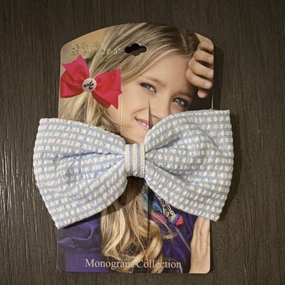 Riviera Girls Blue/White Striped Fabric Bow Hair Clip, One Size