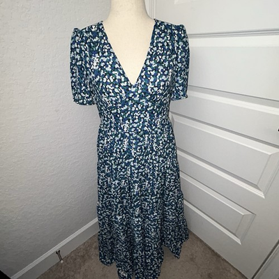 #ad New Ador Short Sleeve Tiered Maxi Dress Size L $28.00