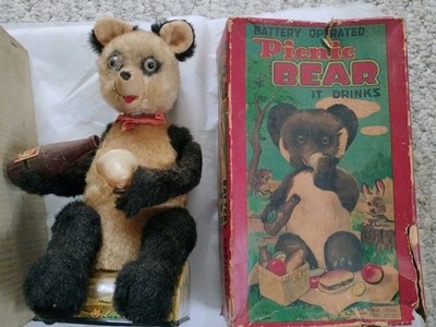 alps picnic Vintage Drinking Bear Toy Not Working 11E64