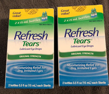 New Lot Of 2 Twin Packs Refresh Tears Dry Eye Drops 4 Bottles EXP 1/2028 