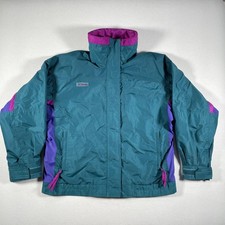 Vintage Columbia Bugaboo Jacket Womens Large Teal Purple Ski Snow Hip Hop 90s