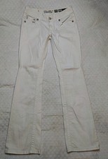 Miss Me Jeans Boot Cut 30 White Denim JS4009B17 Button Down Back Pocket