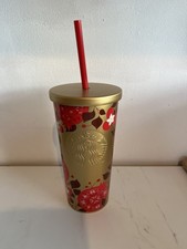 New Starbucks Tumbler 2024 Christmas  Pomegranate Gold-Red leaf