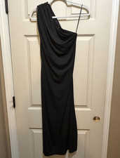 Skylar Rose Black One-Shoulder Ribbed Maxi Lo...