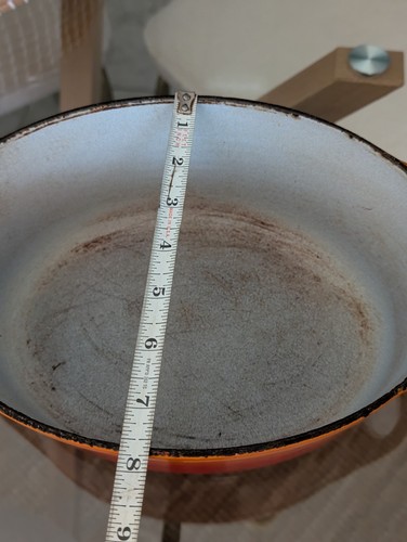 Vintage Cousantes Le Creuset 6 Gusseisen Dutch Oven in Flame Orange - Bild 12 von 16