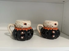 Johanna Parker transpac Carnival Cottage Mummy Mugs Halloween SET OF TWO