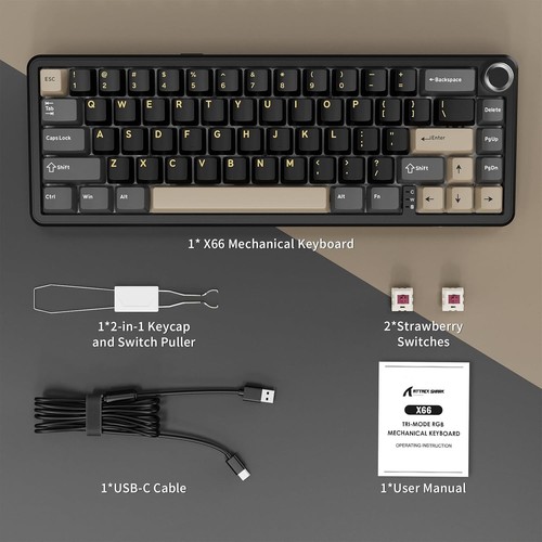 Teclado mecánico inalámbrico para juegos ATTACK SHARK X66 con perilla junta de modo tri - Imagen 7 de 24